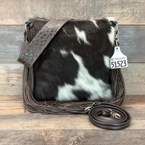 Klassy Cowgirl Brown and White Cowhide Crossbody Bag