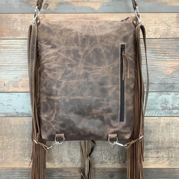 Bagpack 18" Fringe With Authentic Turquoise Silver Concho #65522