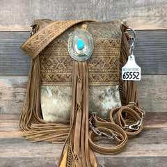 Mini Bagpack With Authentic Turquoise Silver Concho 18" Fringe #65552