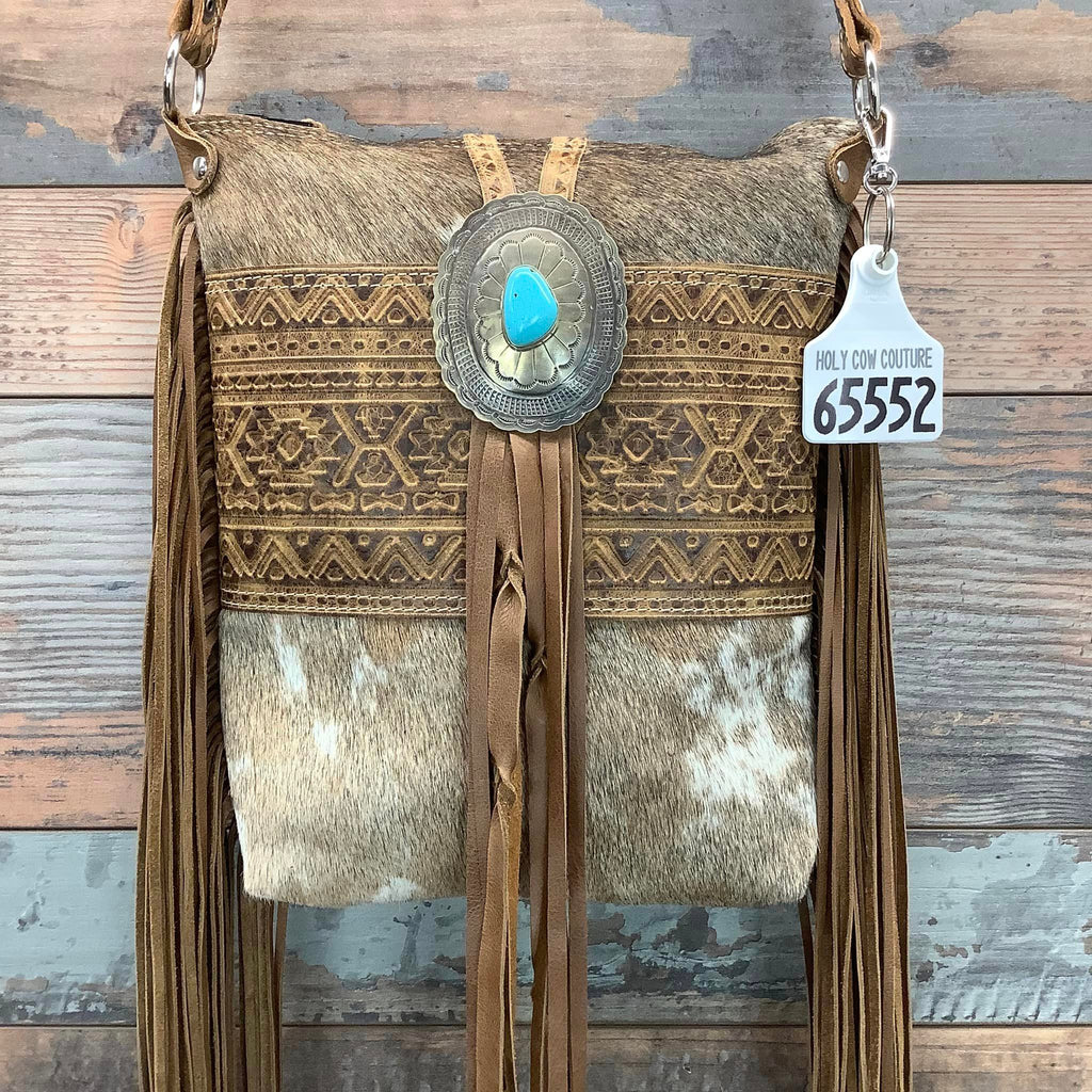 Mini Bagpack With Authentic Turquoise Silver Concho 18" Fringe #65552
