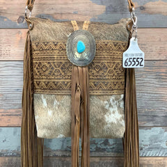 Mini Bagpack With Authentic Turquoise Silver Concho 18" Fringe #65552
