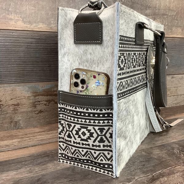 Get Outta Town Hybrid Tote With Authentic Turquoise Silver Concho #65533