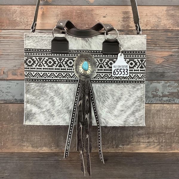 Get Outta Town Hybrid Tote With Authentic Turquoise Silver Concho #65533