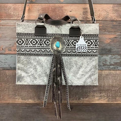 Get Outta Town Hybrid Tote With Authentic Turquoise Silver Concho #65533