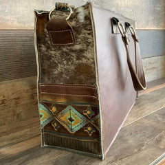 Get Outta Dodge Hybrid Tote With Authentic Turquoise Silver Concho #62307