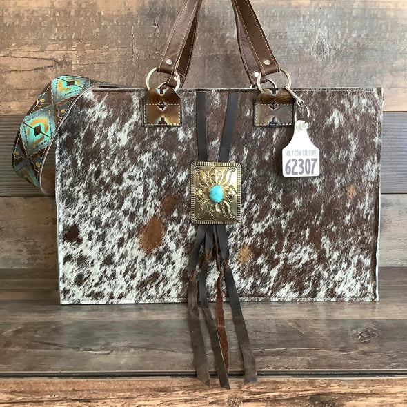 Get Outta Dodge Hybrid Tote With Authentic Turquoise Silver Concho #62307