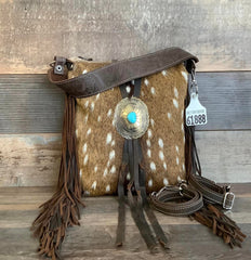 Mini Bagpack Axis With Authentic Turquoise Silver Concho #61888