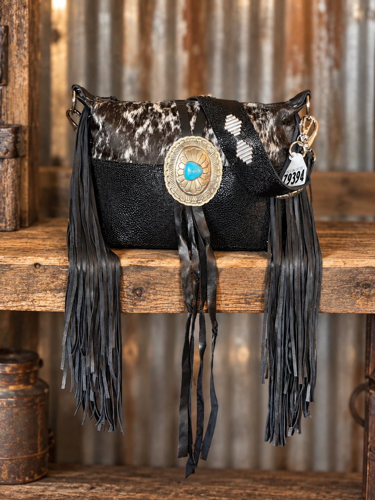 Mini Designer With Authentic Turquoise Silver Concho #79394 With BUCKEYE Concho Strap