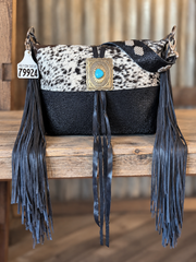 Designer With Authentic Turquoise Silver Concho #79924 with BUCKEYE Concho Strap 18" Fringe