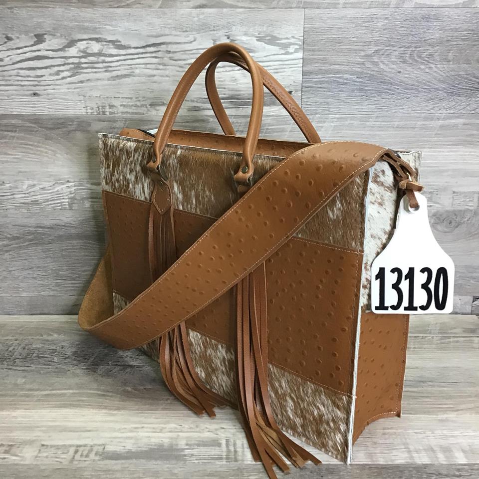 Hybrid Get Outta Town with Handle Fringe and Front Embossed leather with matching shoulder strap -  # 13130- sk