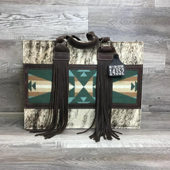 Get Outta Town - This Get Outta Town is a part of our Specialty Collection -  made with genuine Pendleton® fabric inlay on the front and side pockets - Handle Fringe  #14352 -sk