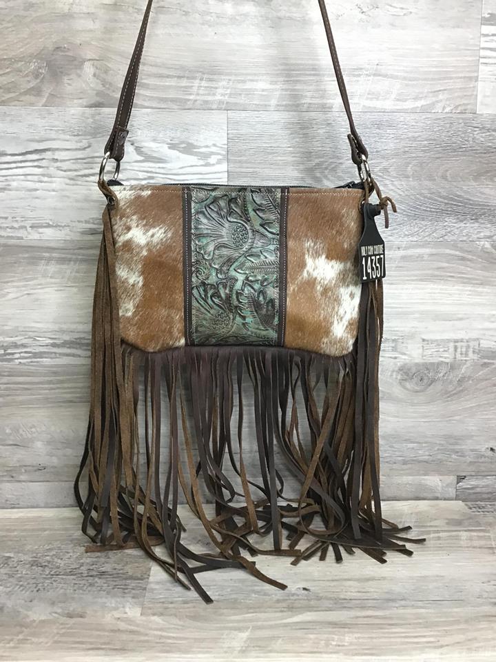 Ranch Hand - Triple Fringe and embossed leather on front  # 14357 -sk