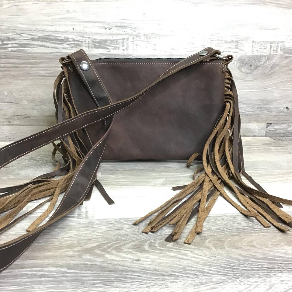 Ranch Hand - Two Sided Fringe, embossed leather on front  # 14378 - sk