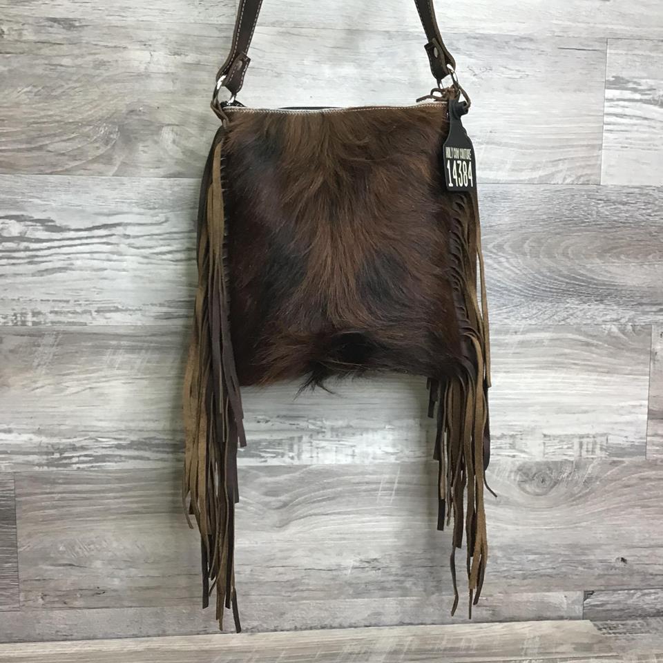 Sling Shot with adorable long hair on hide and two sided  fringe  # 14384- sk