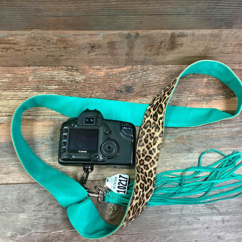 Camera Strap Sling Cheetah & Turquoise