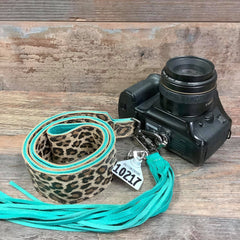 Camera Strap Sling Cheetah & Turquoise