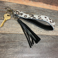 Leopard Hair on Hide Wristlet Keychain