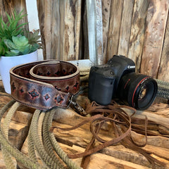 Camera Strap Sling Red Brown Aztec - 2.5" W