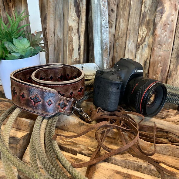 Camera Strap Sling Red Brown Aztec - 2.5" W