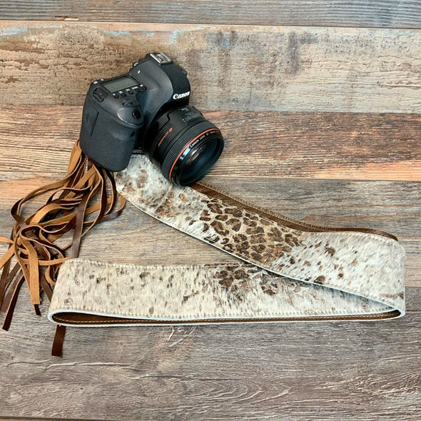 Camera Strap Sling Acid Wash Leopard Cowhide - 2.5" W