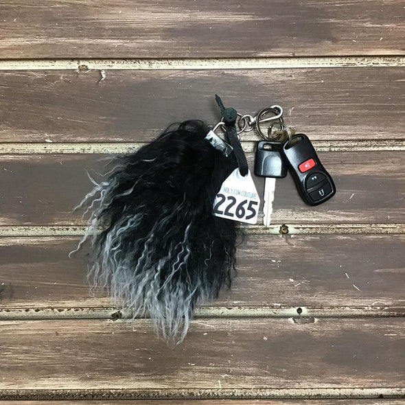 Black Silver Tip Tibetan Lamb Keychain