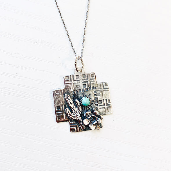 Cactus and Flower Necklace