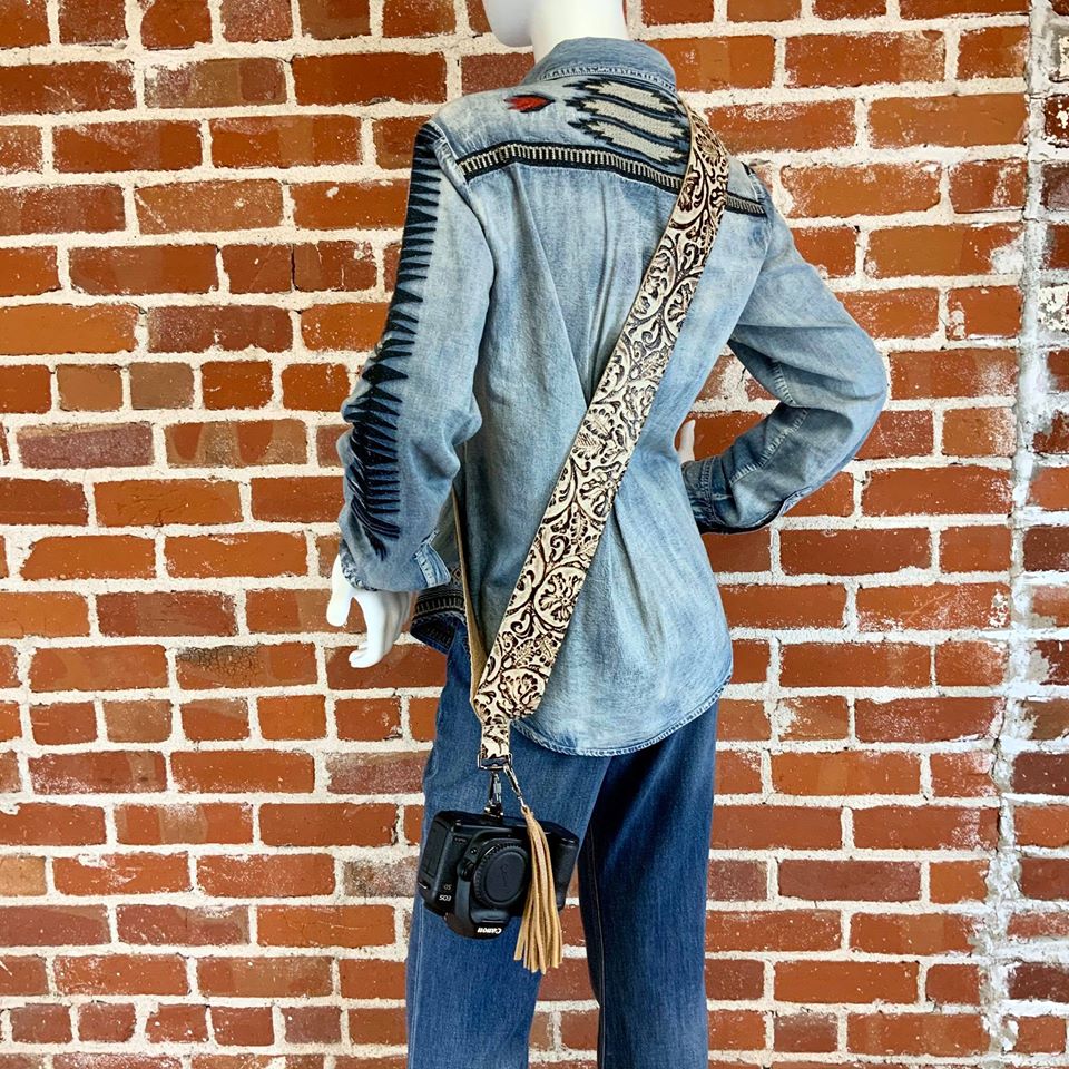 Camera Strap Sling Cream & Brown Floral