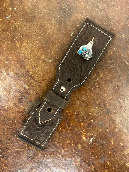 Classy Trailer Sterling Charm Leather Apple Watch Band - Large
