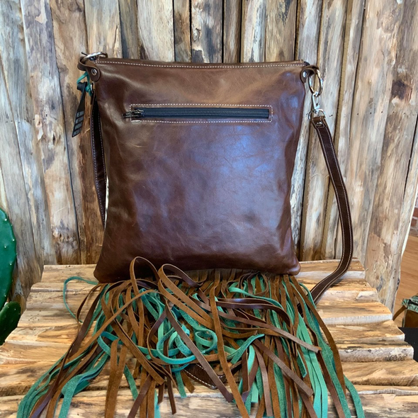 Crossbody  with two tone double fringe #15622