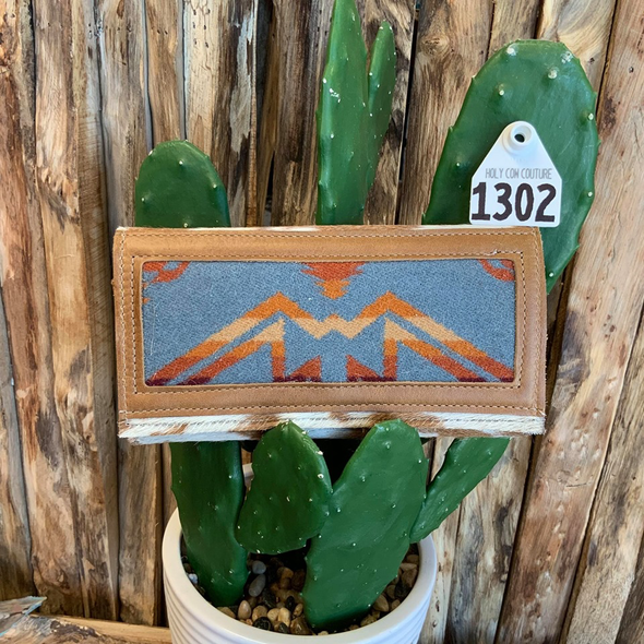 Bandit Wallet with Pendleton center & leather frame  #1302